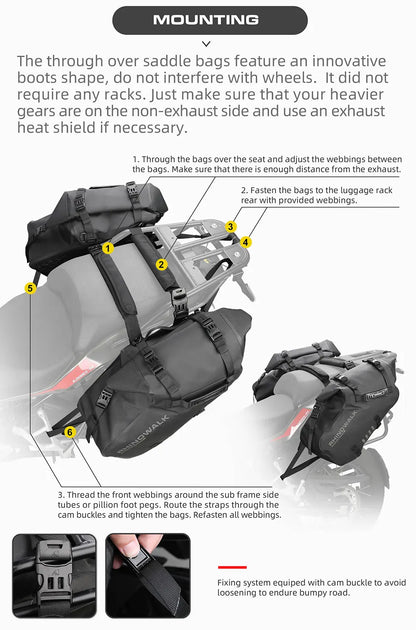 Rhinowalk Motorcycle Bag 100%Waterproof 18L/28L/48L Large Capacity 2 Pcs Univ... | Henderson Shop