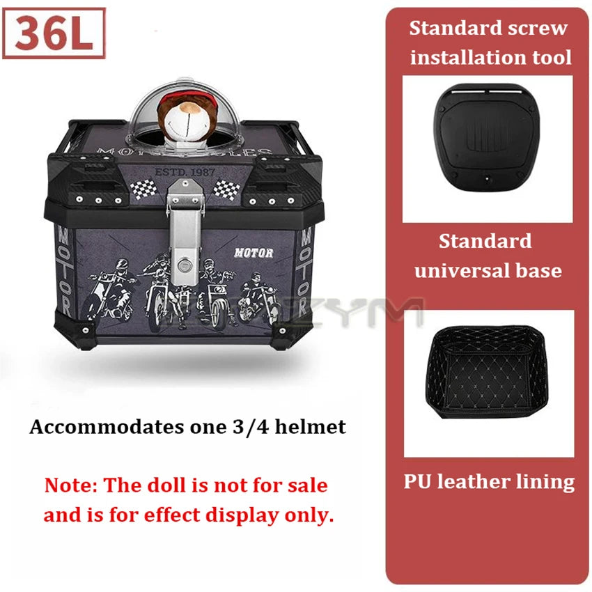 Motorcycle Pet Trunk Breathable Pet Box 36L/ 45L/ 57L Electric Vehicle Tail Box Universal Storage Top Case with Reflective Strip