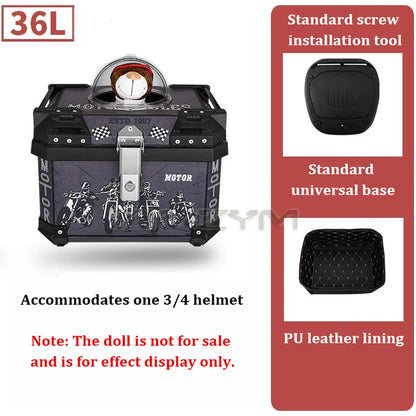 Motorcycle Pet Trunk Breathable Pet Box 36L/ 45L/ 57L Electric Vehicle Tail Box Universal Storage Top Case with Reflective Strip