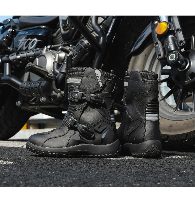 Men Motocross Boots Adventure Low Boots for ADV Riders Sport Touring  Motorcycle Boots Waterproof Riding Shoes Moto Riding Gear