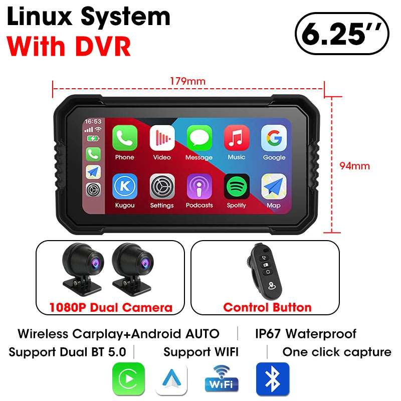 6.25" Motorcycle GPS Navigator | Waterproof & CarPlay - View 32 | Henderson Shop