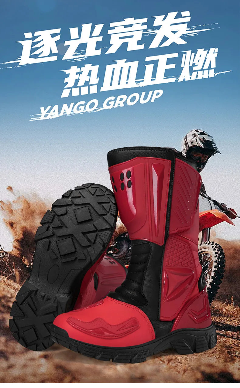 Motocross Dirt Bike Boots Off-Road Motorcycle Riding Shoe TPU Protection Ankle Support Anti-Slip Sole Adventure Enduro Boots Men