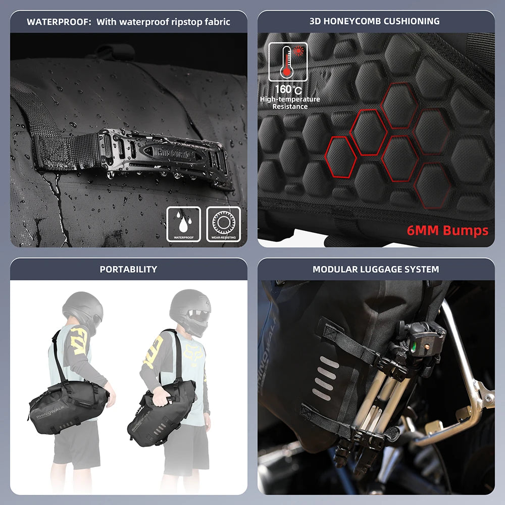 Rhinowalk Motorcycle Bag 100%Waterproof 18L/28L/48L Large Capacity 2 Pcs Univ... | Henderson Shop