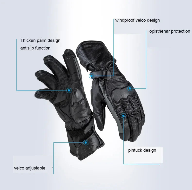 Hendersonshop LS2 MG003 Motorcycle gloves Winter cowhide windproof and waterproof touch