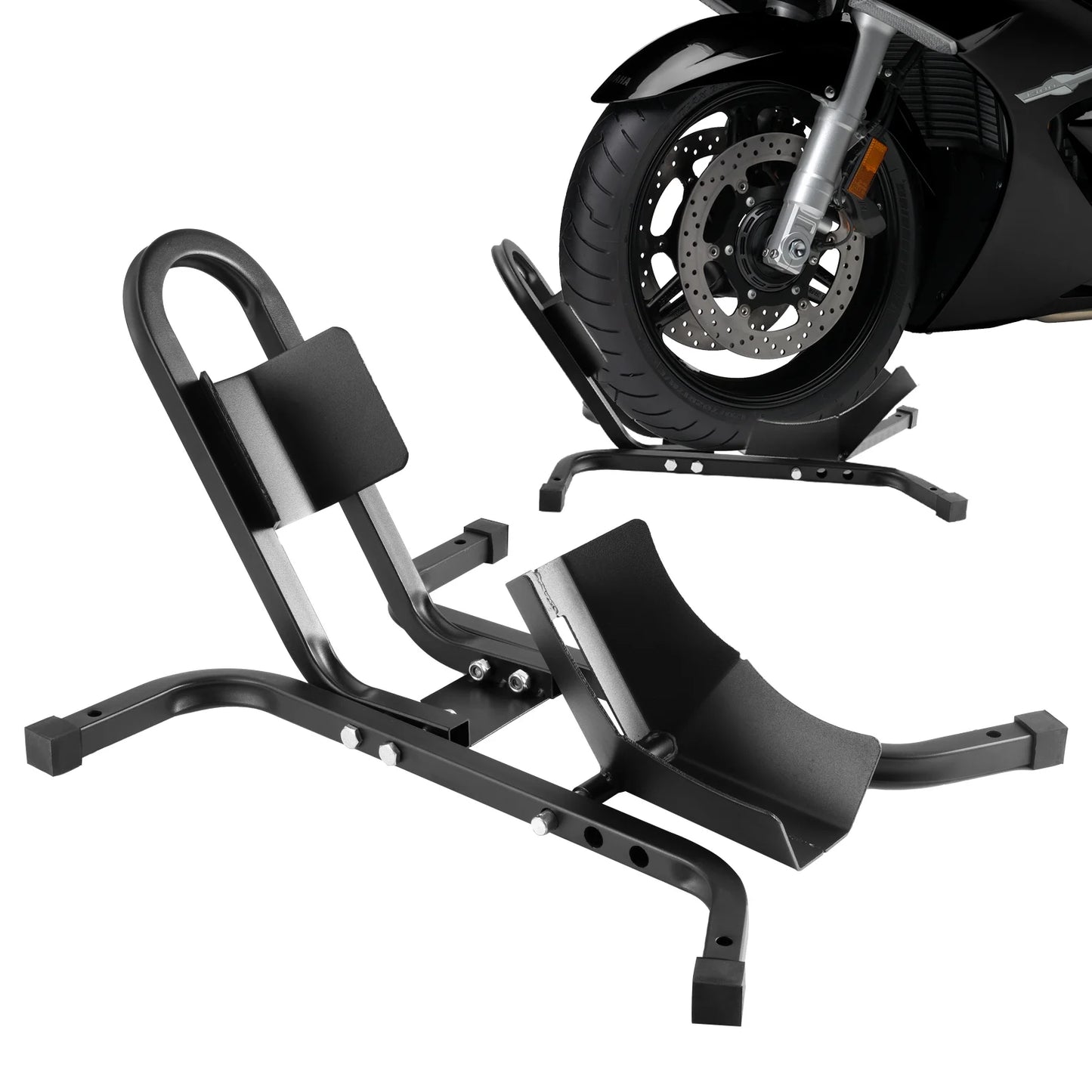 Motorcycle Front Wheel Chock For Trailer Floor Heavy Duty Motorcycle Parking Stand Motorcycle Front Wheel Carrier Rack Holder