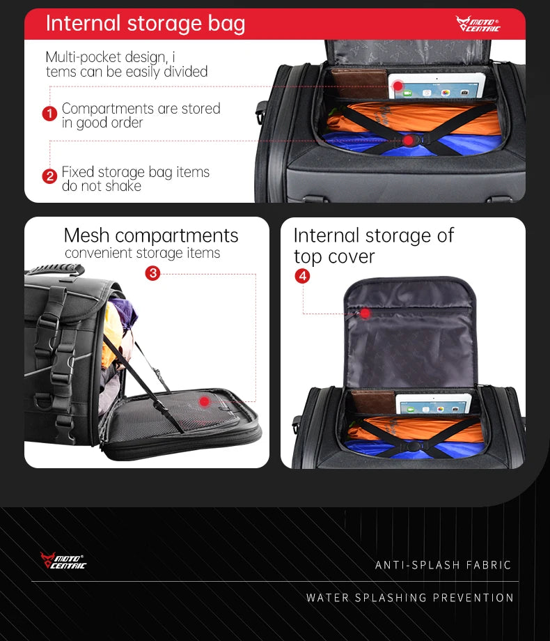 Motorcycle Waterproof Motorcycle Rear Seat Bag 35-50L Helmet Bag High Capacity Motor Tail SaddleBag Rider Backpack