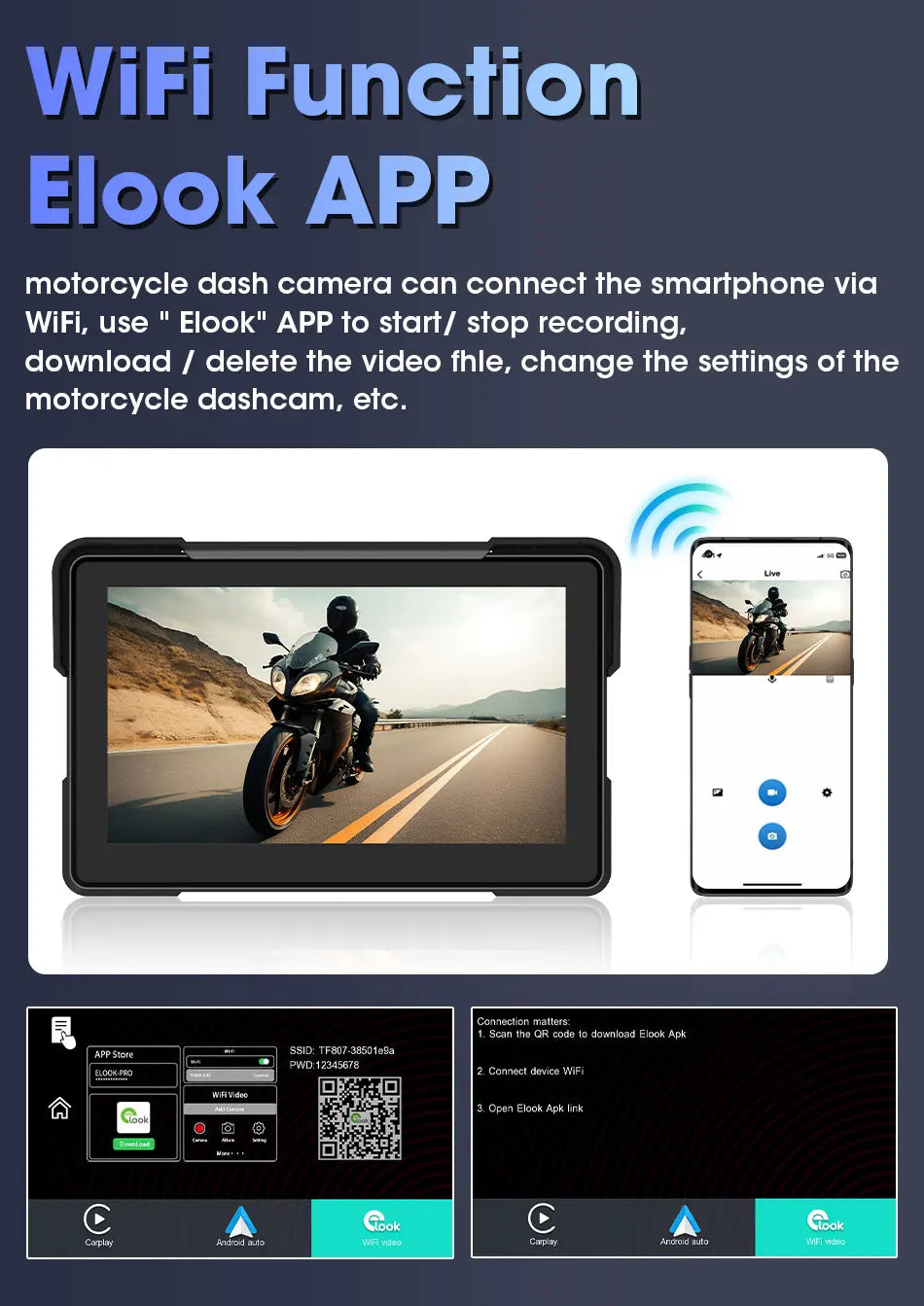 7" Motorcycle GPS Navigator | CarPlay & Android Auto - View 12 | Henderson Shop