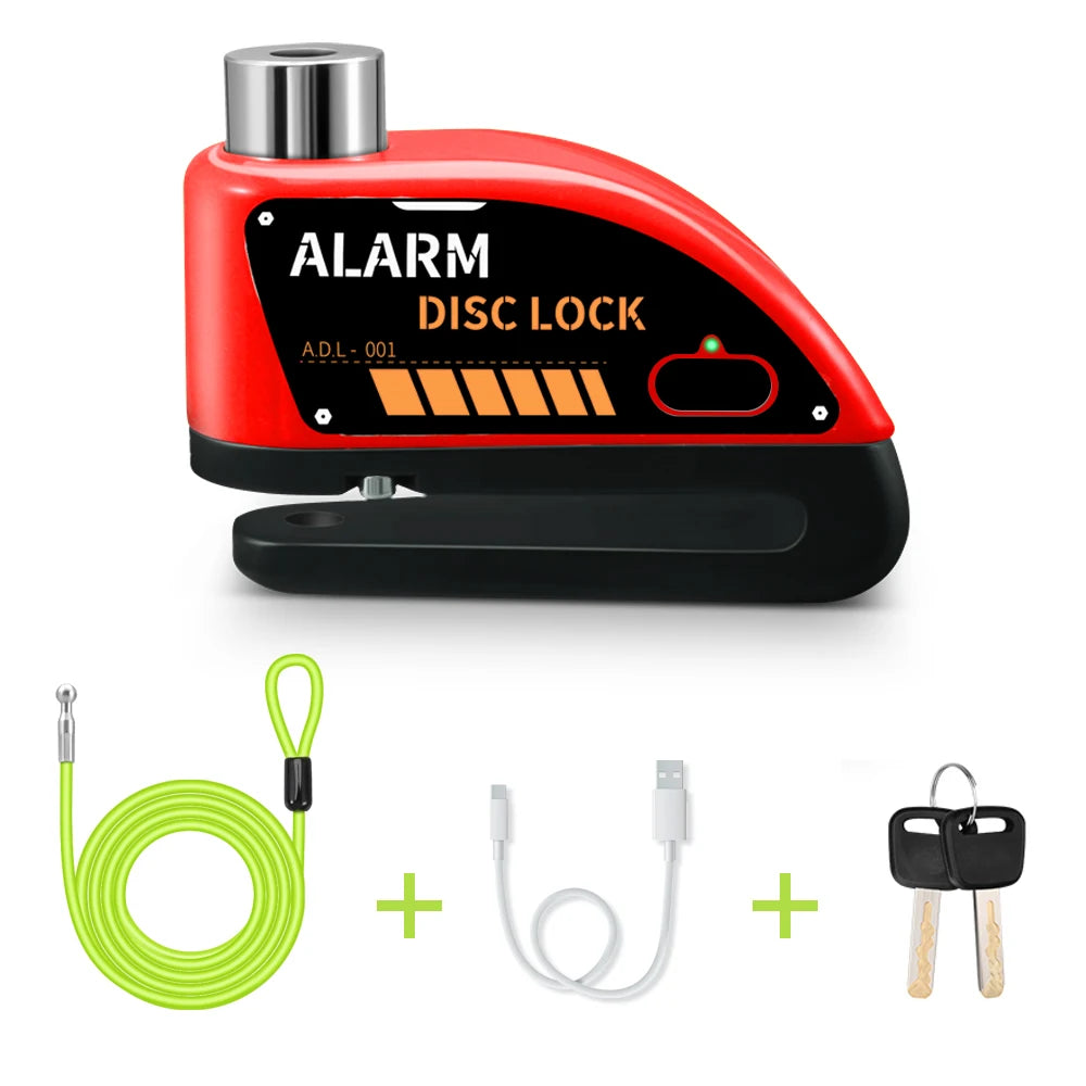 Motorcycle Alarm Lock 110dB - additional view showing motorcycle disc lock features and details