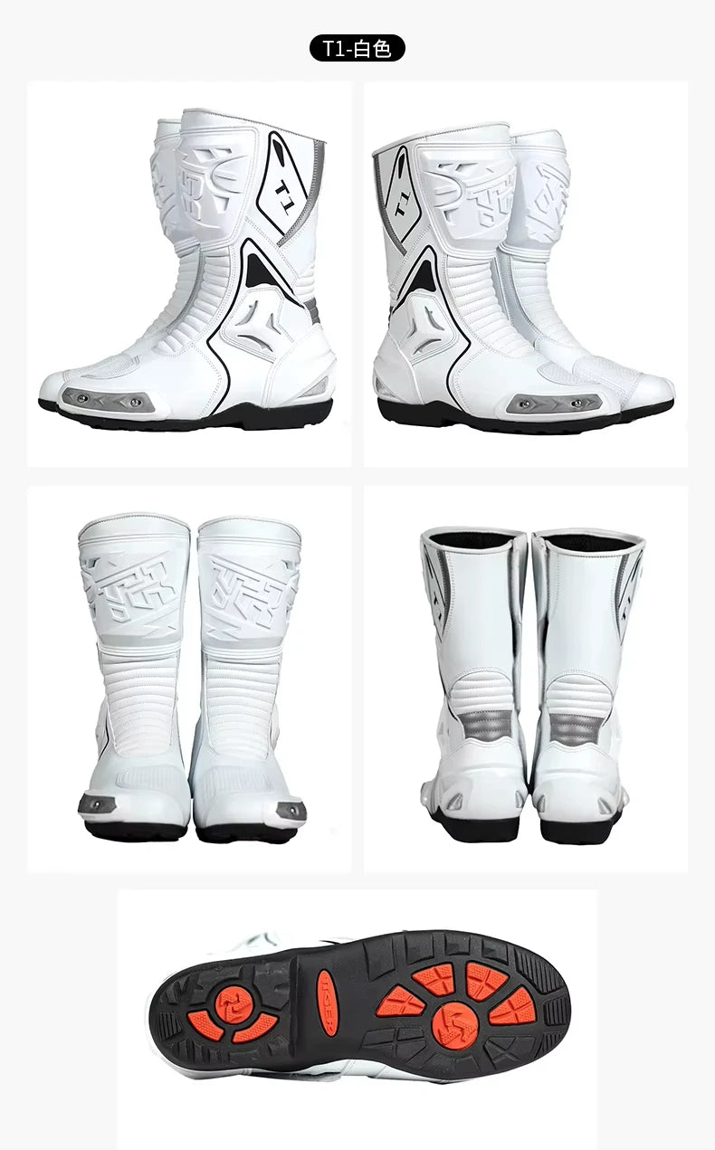 Men's Motorcycle Boots Waterproof Racing Boots Anti Fall Women Motocross Equipment Wear-resistant Rally Shoes Safety Riding