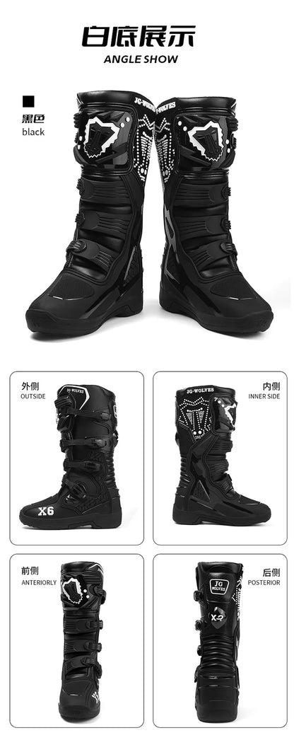 Motorcycle Boot Men Women Riding Mid-Calf Ankle Protective Shoes Moto Motorbike Equipment Racing Long Motorcycle Boots Men