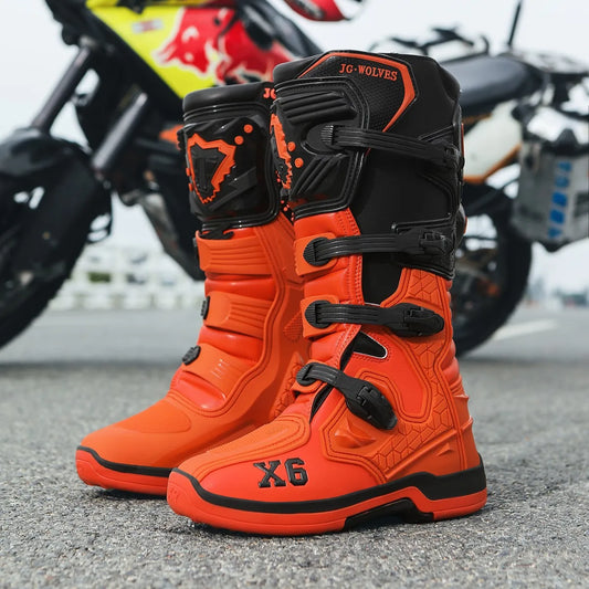 Motorcycle Boot Men Women Riding Mid-Calf Ankle Protective Shoes Moto Motorbike Equipment Racing Long Motorcycle Boots Men