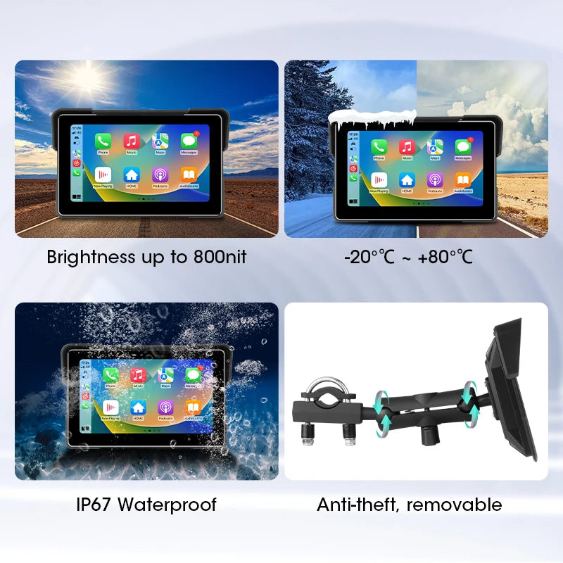 7" Motorcycle GPS Navigator | CarPlay & Android Auto - View 5 | Henderson Shop