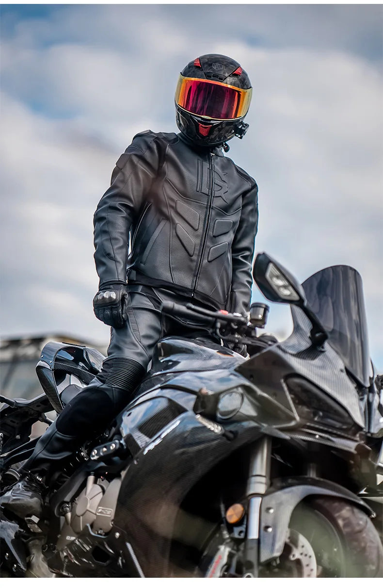 Leather Motorcycle Jacket Men's Chaqueta Moto Waterproof Moto Suit Motorbike ... | Henderson Shop