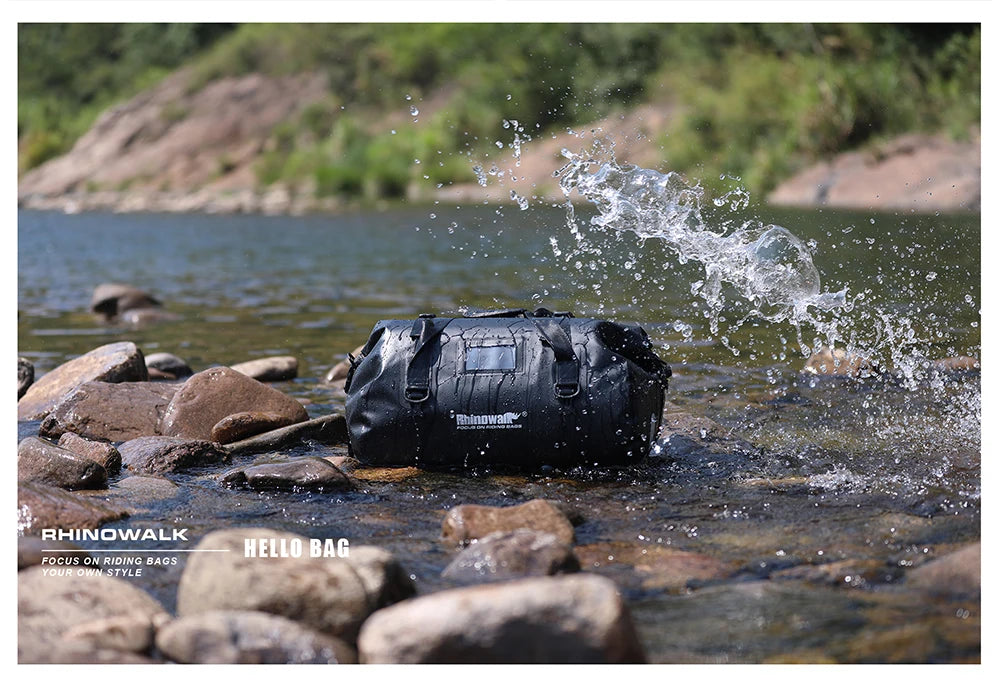 Rhinowalk Tail Bag 45L - additional perspective showing motorcycle tail bag features and details