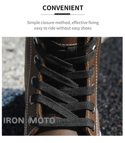 Winter Motorcycle Shoes Men Cruiser Boots Motocross Boots Motorbike Tall Boots Portland Shoes for Worker Adventure Black Leather