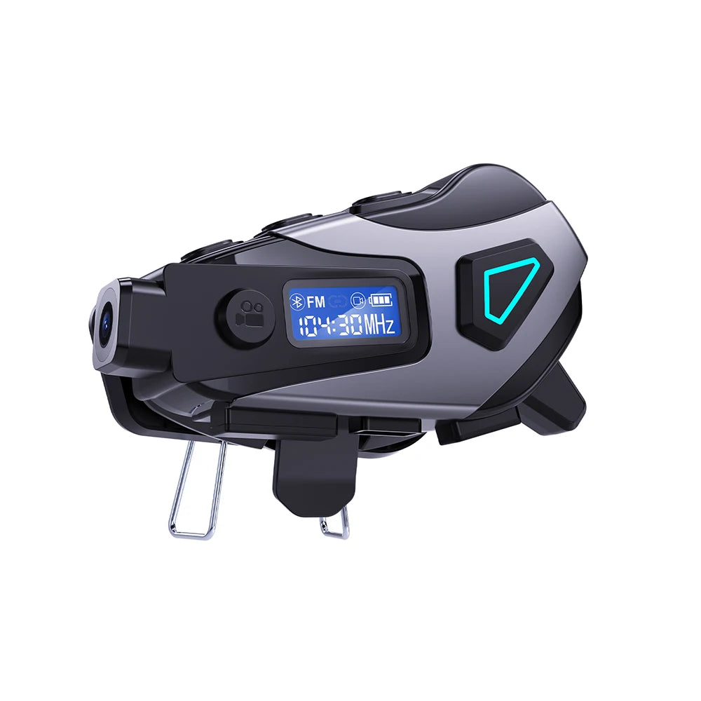 K10 Motorcycle Helmet Bluetooth 5.4 Headset Waterproof Earphone with LCD Display Stereo FM Radio 1080P HD Video Dashcam