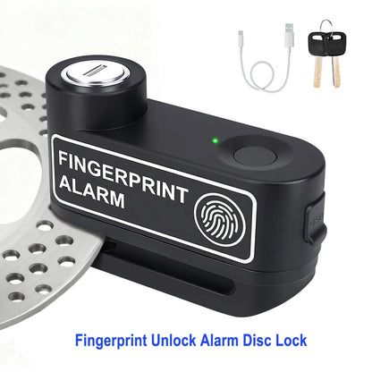 Motorcycle Alarm Lock 110dB - additional perspective showing motorcycle disc lock features and details