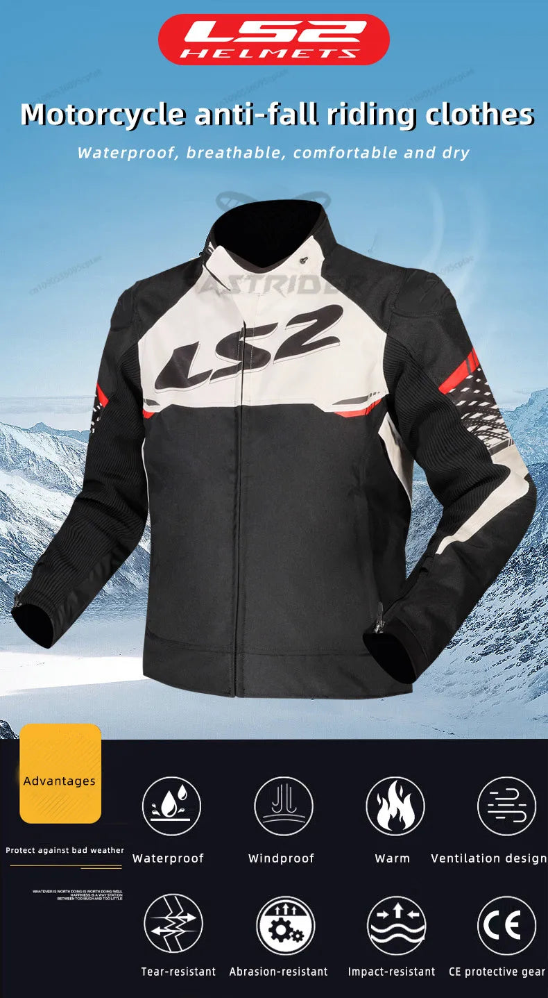 Hendersonshop LS2 Original APEX Motorcycle Jacket Autumn Winter Waterproof Windproof Warm