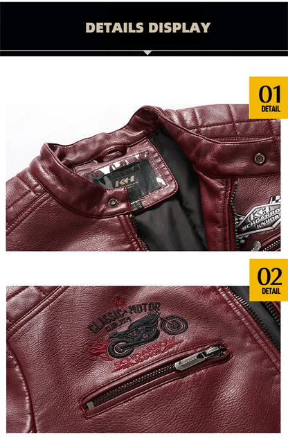 Motorcycle Jacket Leather Men's Brand Moto Leather Jacket Coat Men Handsome W... | Henderson Shop