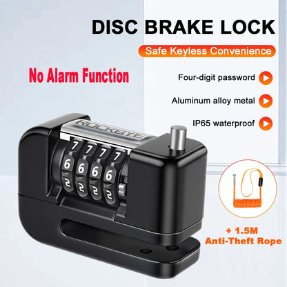 Motorcycle Alarm Lock 110dB - additional detail showing motorcycle disc lock features and details