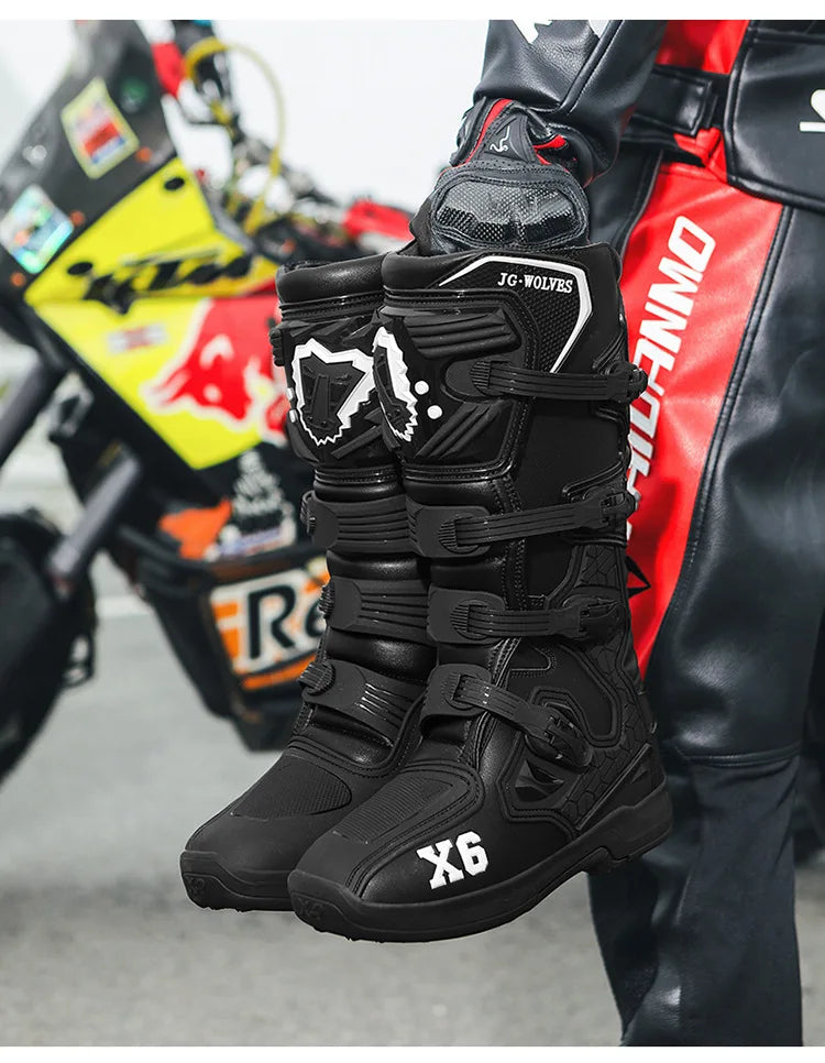 Motorcycle Boot Men Women Riding Mid-Calf Ankle Protective Shoes Moto Motorbike Equipment Racing Long Motorcycle Boots Men