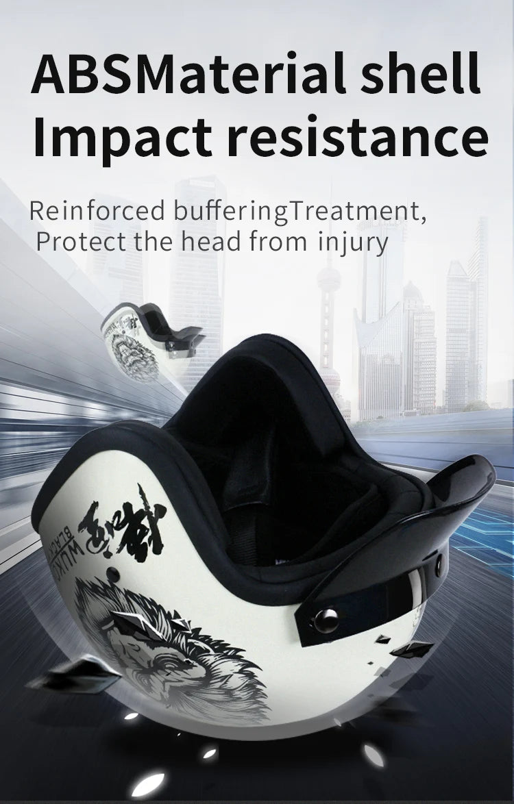 Retro Motorcycle Helmet with Goggle Set - Vintage Style - View 5 | Henderson Shop