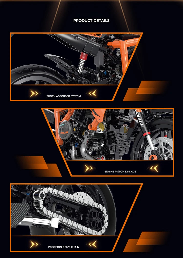 500+pcs 1:8 technology motorcycle block model;highly simulate the original ca... | Henderson Shop