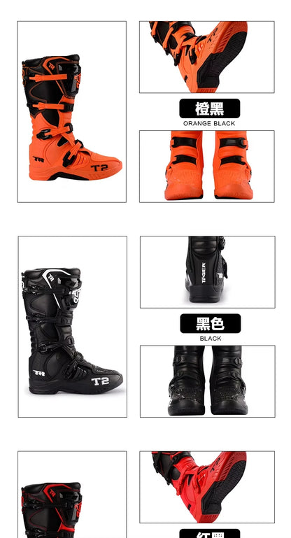 Men's Motorcycle Boots Waterproof Racing Boots Anti Fall Women Motocross Equipment Wear-resistant Rally Shoes Safety Riding