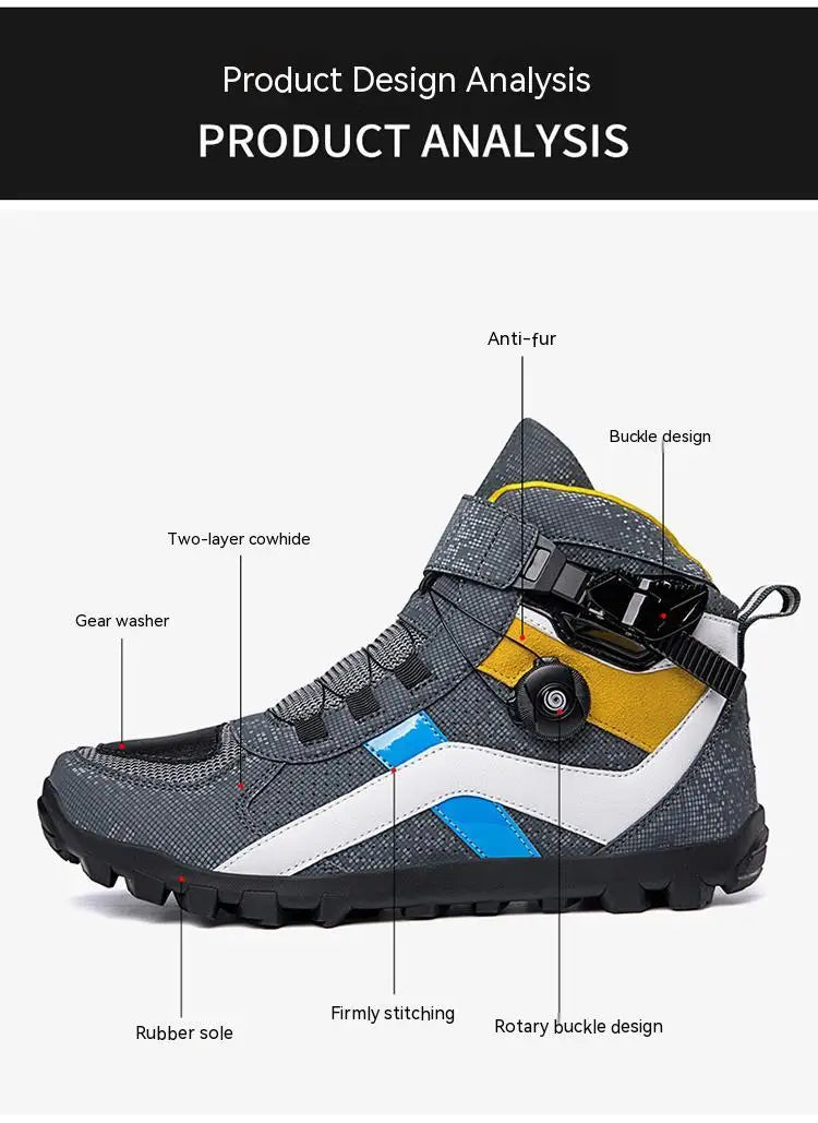 Hendersonshop Men Motorcycle boots Breathable Anti-fall Rider Road Racing BOA lacing