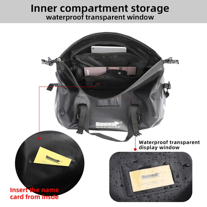 Rhinowalk Tail Bag 45L - close-up view showing motorcycle tail bag features and details