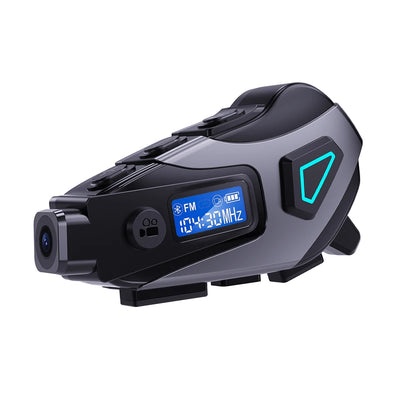 K10 Motorcycle Helmet Bluetooth 5.4 Headset Waterproof Earphone with LCD Display Stereo FM Radio 1080P HD Video Dashcam