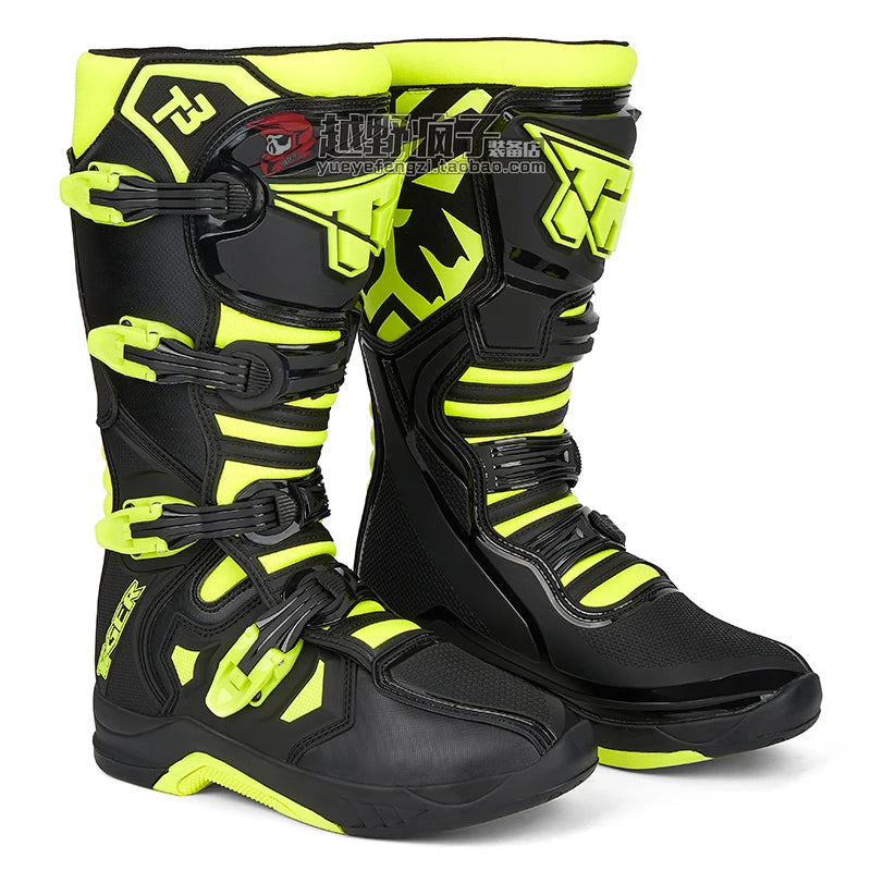 Men's Motorcycle Boots Waterproof Racing Boots Anti Fall Women Motocross Equipment Wear-resistant Rally Shoes Safety Riding