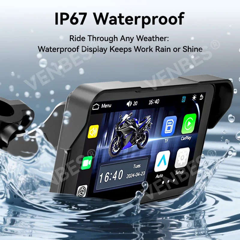 Venbes Motorcycle GPS Navigator | CarPlay & Android Auto - View 14 | Henderson Shop