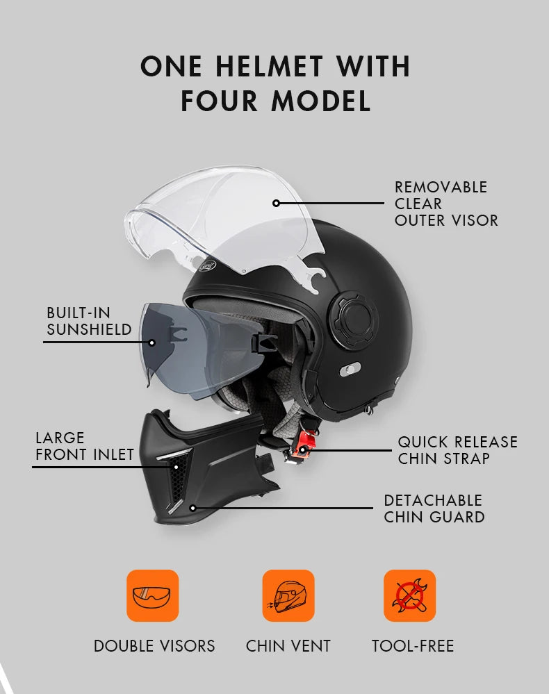 Modular Full Face Helmet | DOT Certified & ECE Certified - View 8 | Henderson Shop