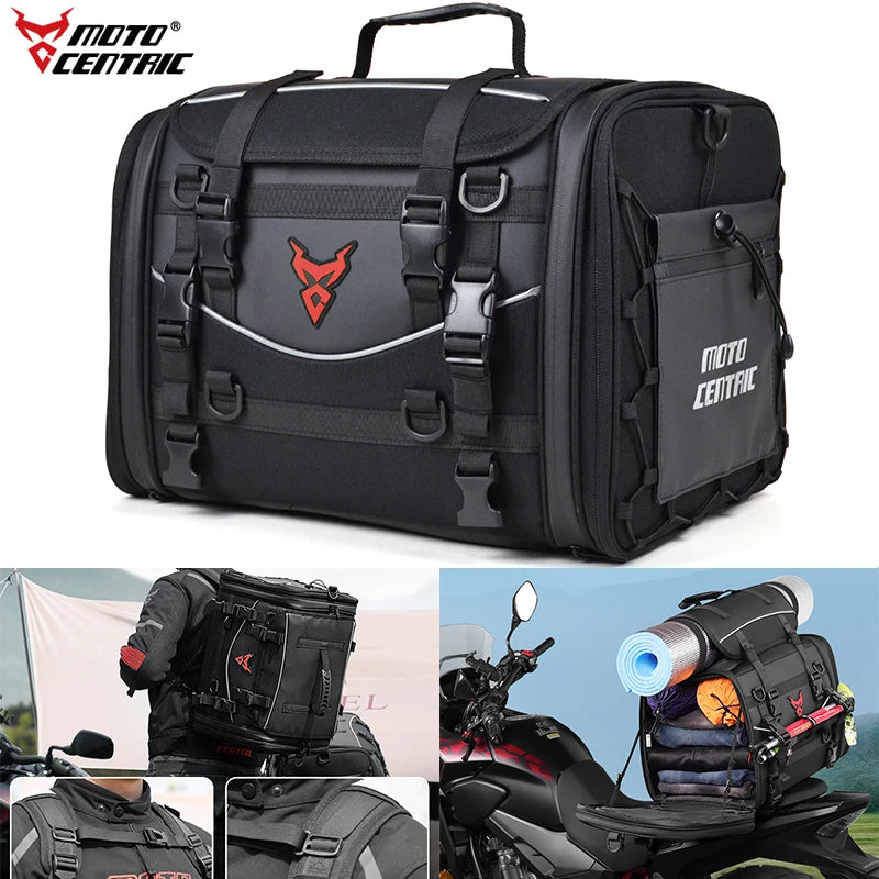 Motorcycle Waterproof Motorcycle Rear Seat Bag 35-50L Helmet Bag High Capacity Motor Tail SaddleBag Rider Backpack