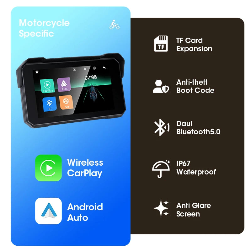 Jansite Motorcycle GPS Navigator | Waterproof & CarPlay - View 3 | Henderson Shop