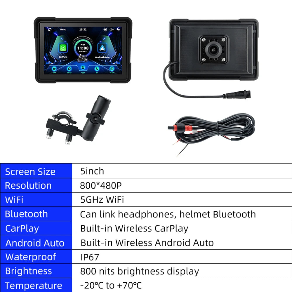 EKIY 5.0" Motorcycle GPS Navigator | CarPlay & Android Auto - View 5 | Henderson Shop