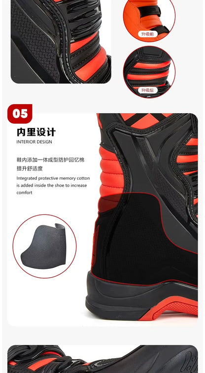 Men's Motorcycle Boots Waterproof Racing Boots Anti Fall Women Motocross Equipment Wear-resistant Rally Shoes Safety Riding