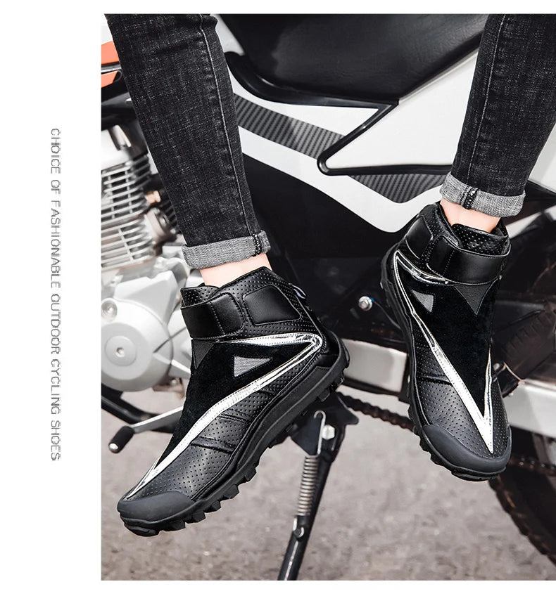 Hendersonshop Motorcycle boots Casual men's motorcycle shoes Motorcycle riding shoes Leather