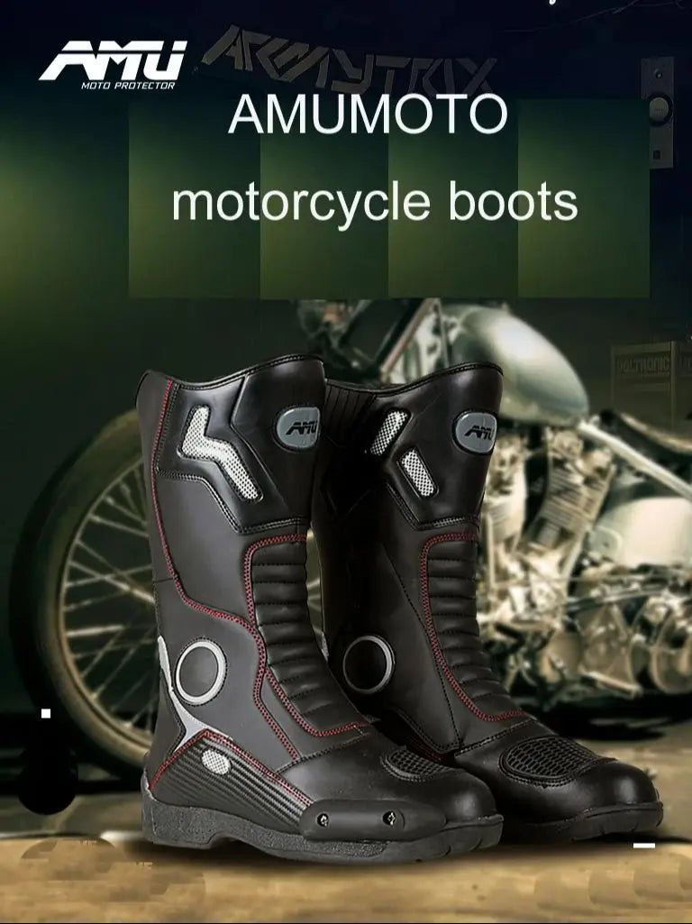 AMUMOTO Motorcycle Riding Boots Men's And Women's Pull Motorcycle