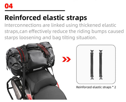 Rhinowalk Tail Bag 45L - accessory detail showing motorcycle tail bag features and details