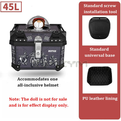 Motorcycle Pet Trunk Breathable Pet Box 36L/ 45L/ 57L Electric Vehicle Tail Box Universal Storage Top Case with Reflective Strip