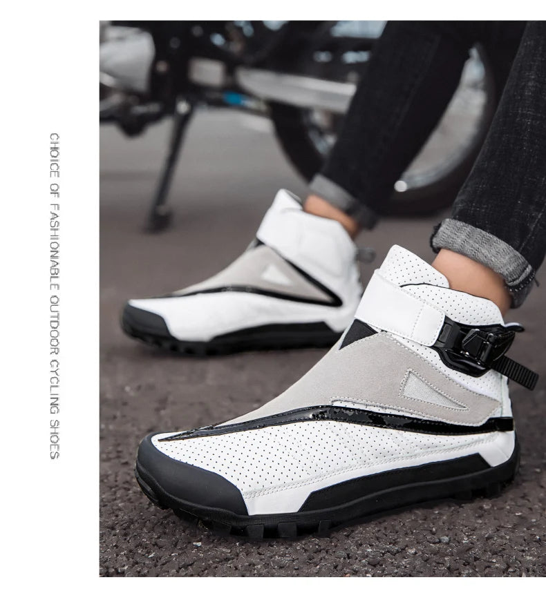 Hendersonshop Motorcycle boots Casual men's motorcycle shoes Motorcycle riding shoes Leather