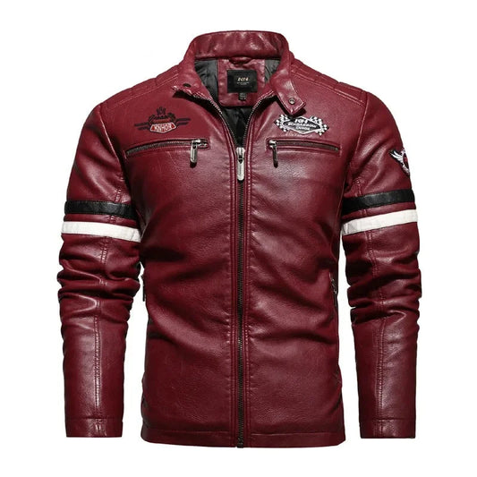 Motorcycle Jacket Leather Men's Brand Moto Leather Jacket Coat Men Handsome W... | Henderson Shop