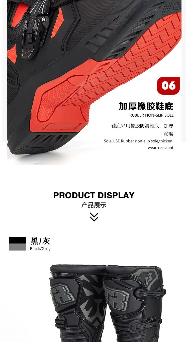 Men's Motorcycle Boots Waterproof Racing Boots Anti Fall Women Motocross Equipment Wear-resistant Rally Shoes Safety Riding