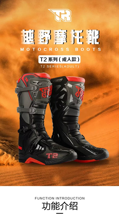 Men's Motorcycle Boots Waterproof Racing Boots Anti Fall Women Motocross Equipment Wear-resistant Rally Shoes Safety Riding