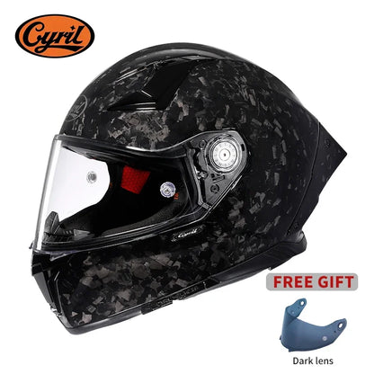 Full Face Motorcycle Helmet, Carbon Fiber Tail Wing Multiple Gear Adjustment, Unisex Helmet DOT ECE Approved