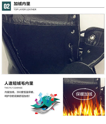 Winter new men's warm PU boots men's high top military boots rivet motorcycle boots motocross shoes