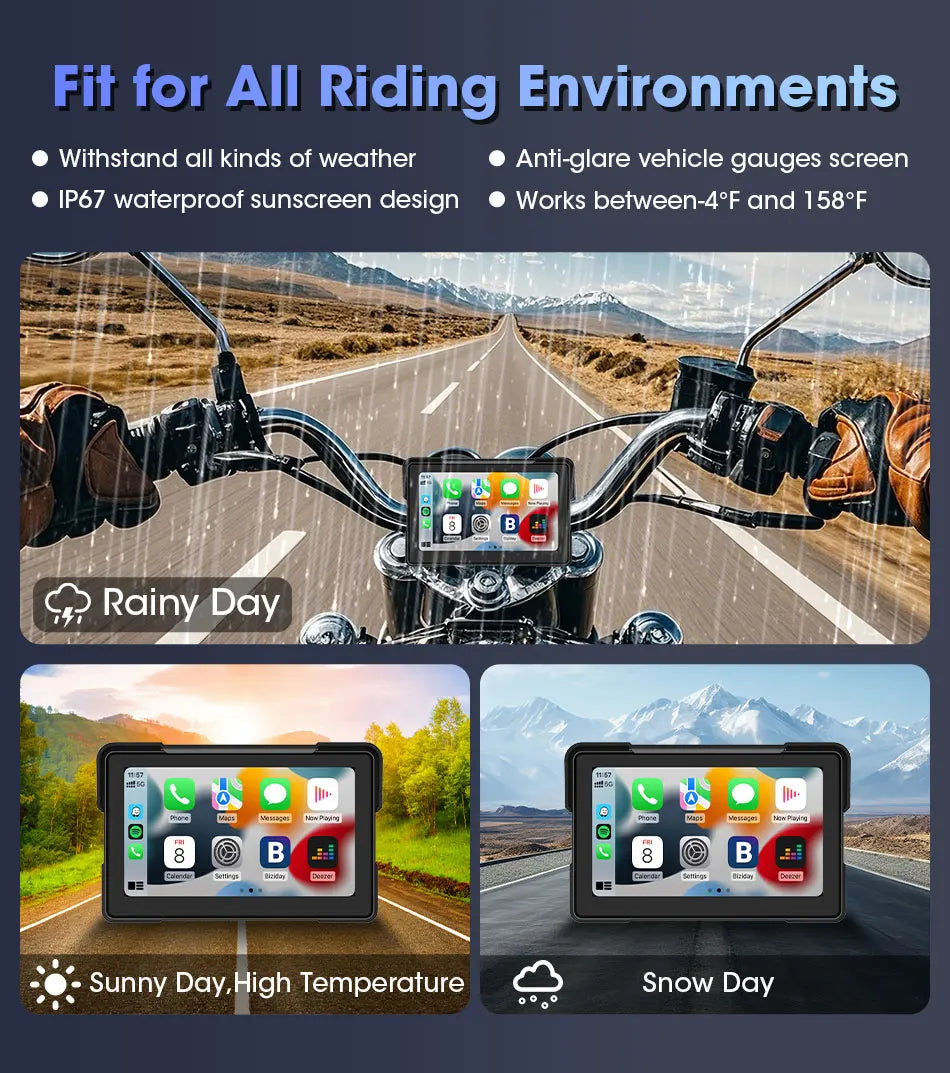 7" Motorcycle GPS Navigator | CarPlay & Android Auto - View 18 | Henderson Shop