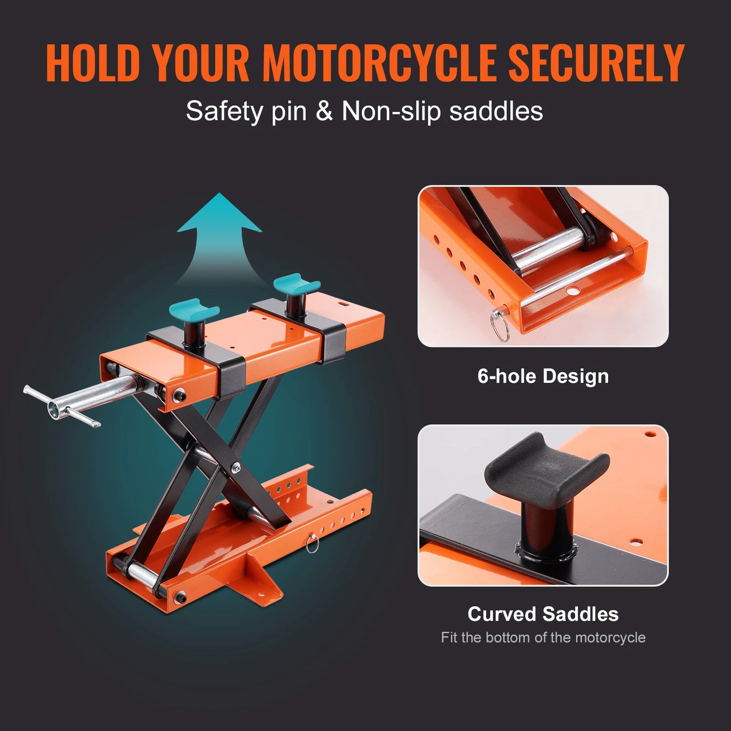 SucceBuy Motorcycle Lift 1100 LBS Motorcycle Scissor Lift Jack with Safety Pin Steel Motorcycle Jack Hoist Stand for Motorbike